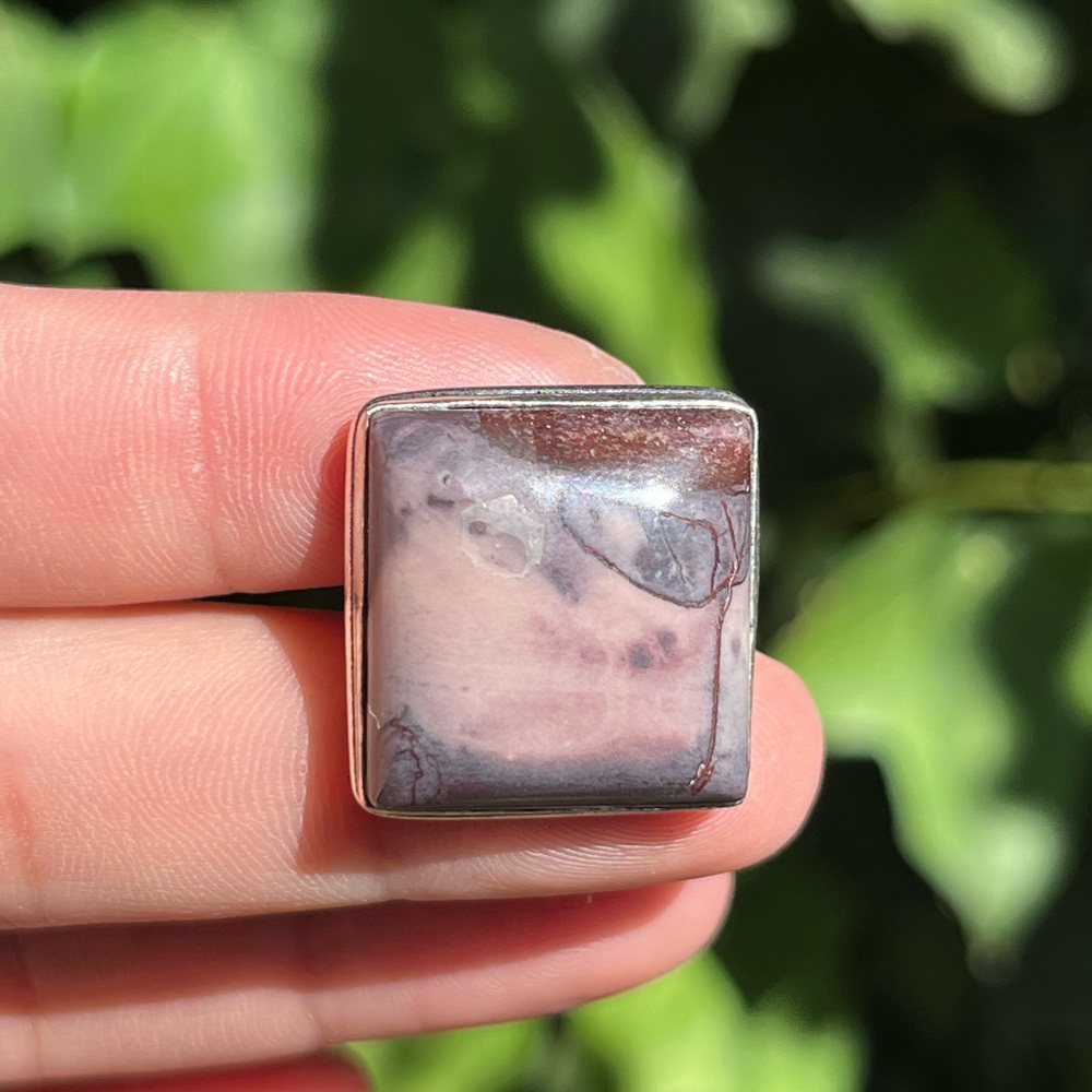 Size 6.75 925 silver plated mookaite square ring